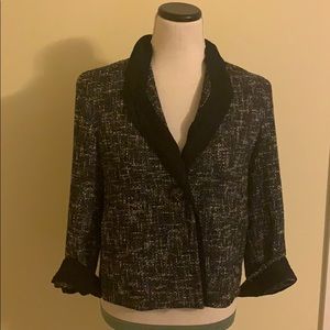 Black and white tweed one button jacket